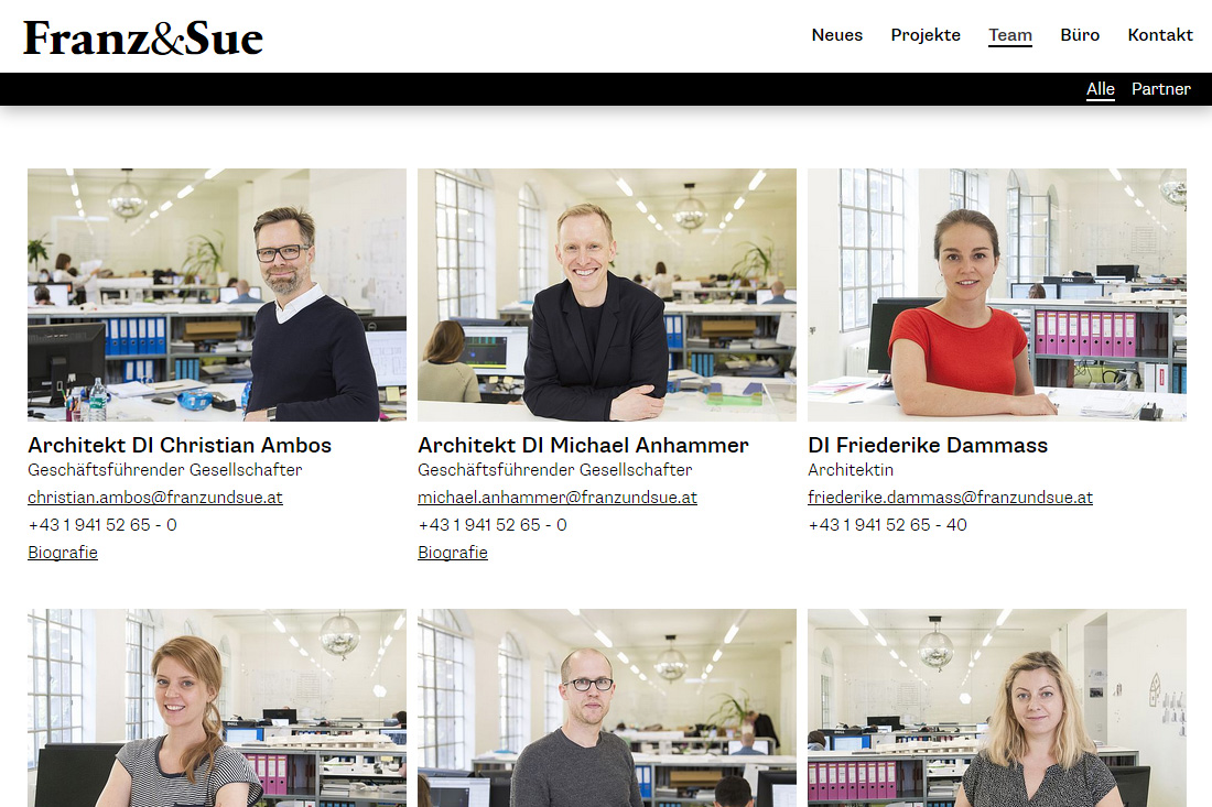 sitedefinition / cms website / franz architekten